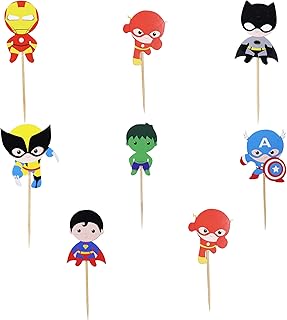Confetti 24pc Cartoon Superhero Cupcake Topper for Kids Birthday Party C...