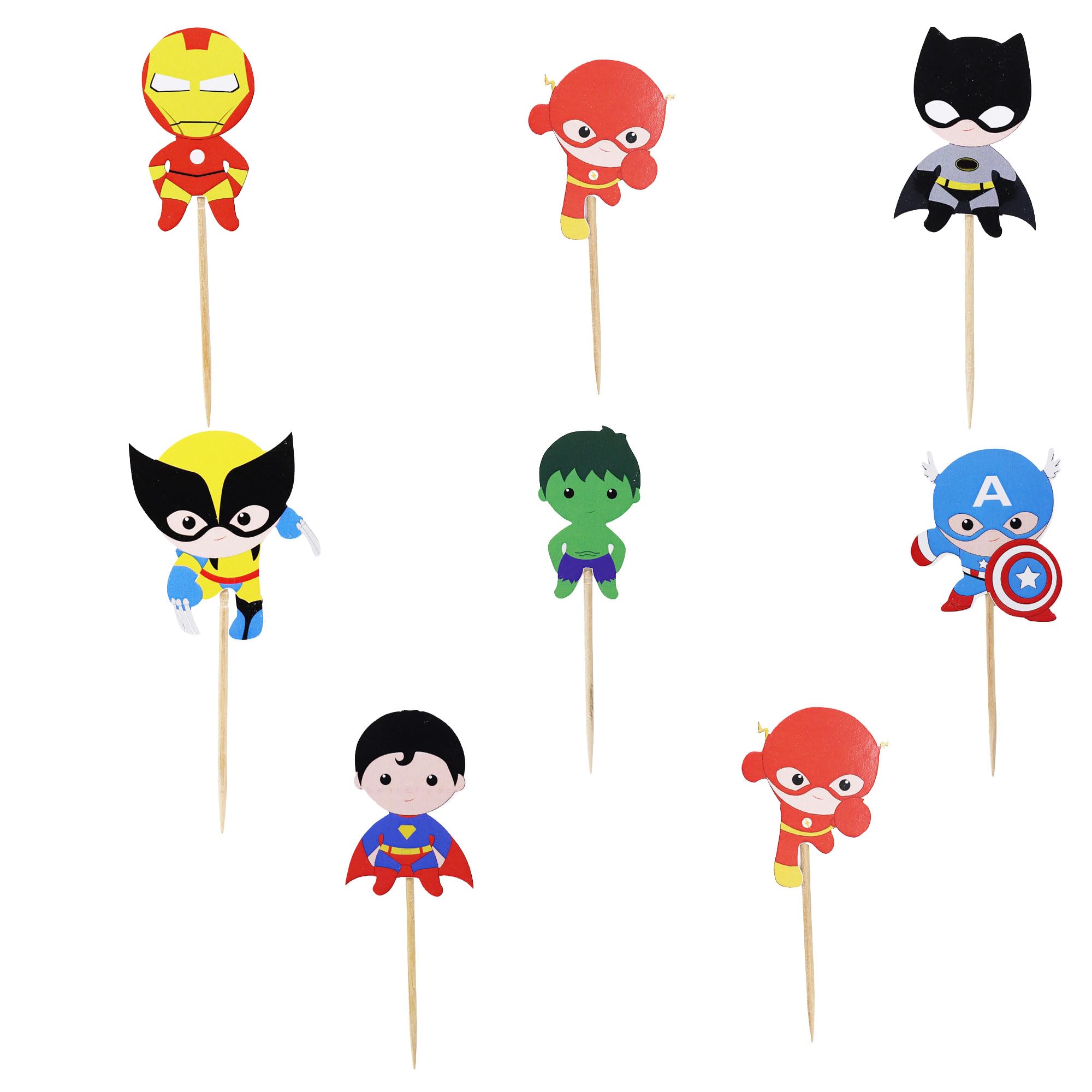 Confetti! Confetti 24Pc Cartoon Superhero Cupcake Topper For Kids Birthday Party Cake Decoration Supplies Super Heroes Cupcake Toppers Cupcake Toppers/Super Heroes Party Supplies/Superheroes Inspired