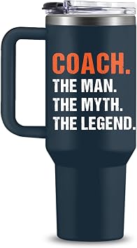 Coach Gifts - 30 Oz Coach Nutriton Facts Tumbler, The Man The Myth The Legend - Christmas Birthday Cheer Coachs Gifts, Soccer Softball Basketball Swim Coachs Appreciation Gift for Him