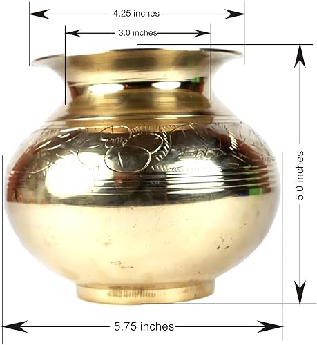 Miniatura 4 de ASHIRWAD Latón Lota Gadvi Kalash para jarra Puja Arti Pot Matki (1,2 L)