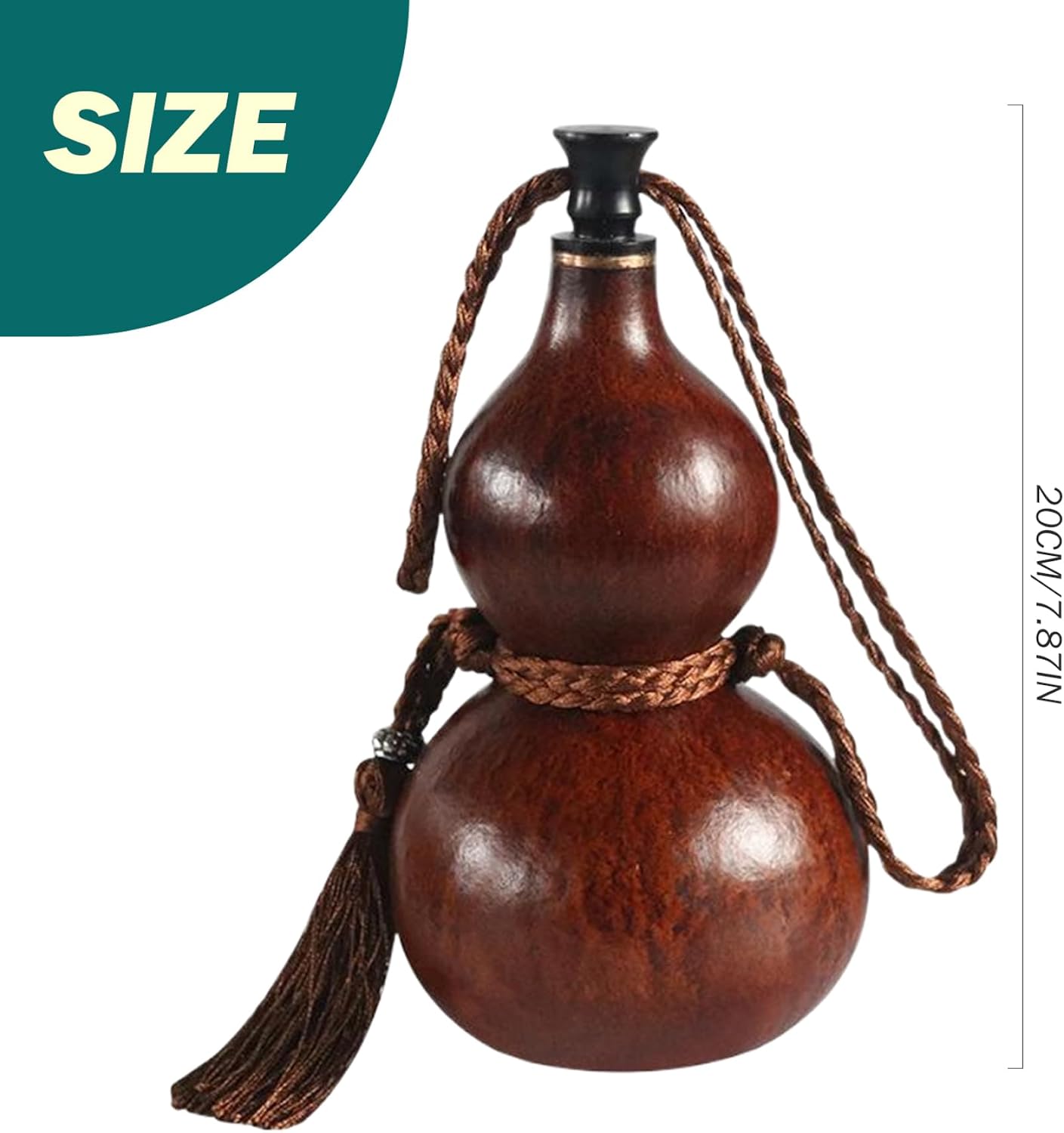 7.9 In Traditional Gourd Bottle, Handcrafted Beverage Container Water Bottle Drinking Gourd Role-Playing Prop for Daily Drinking, Outdoor Activities, and Home Decor image 2