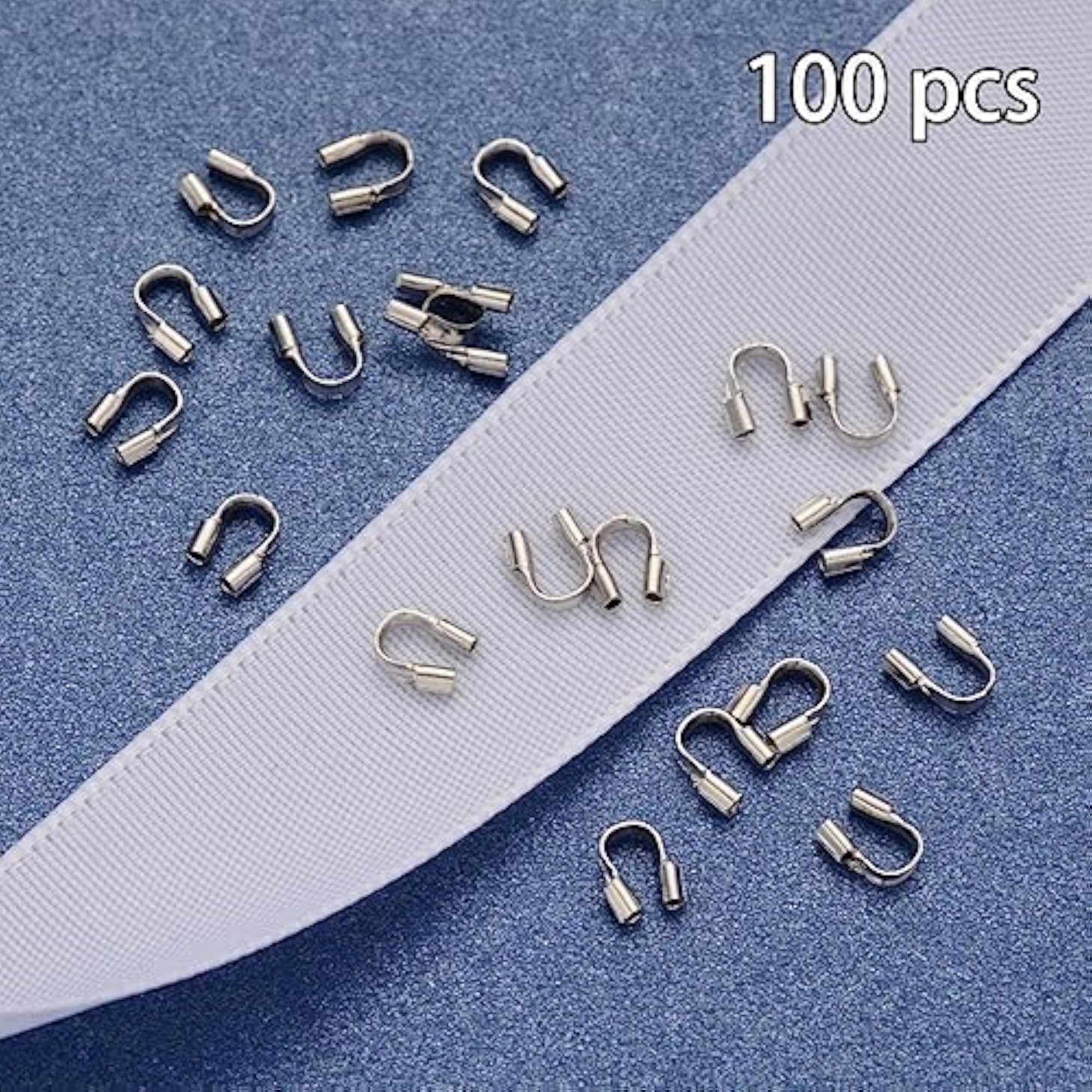 100Pcs Wire Guard Loops for Jewelry DIY, Silver
