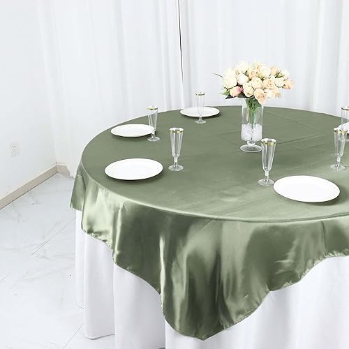 Miniatura 2 de Tableclothsfactory Mantel cuadrado de satén de 72 pulgadas para decoración de mesa de bodas, catering, fiesta, mantel cuadrado verde salvia de