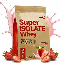 Neulife Super Isolate Whey Protein 1.5kg | Max Absorption Protein Shake with Patented Ketofuel MCTs | Strawberries & Crème with Real Fruit