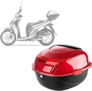 DRNKS Motorcycle Boot Top Box Helmet Luggage Storage Box Storage Luggage Box with Lock for Motorbikes, Scooters and Quads (Color : Jujube Red)