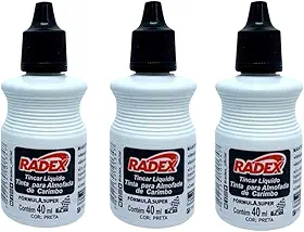 Tinta Para Carimbo Alto Rendimento Escolar Escritório 40ml preto kit com 3 unidades