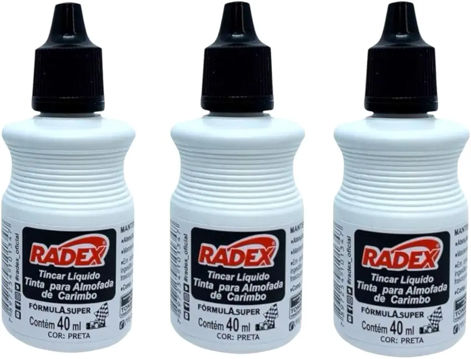 3 Tinta Para Carimbo Alto Rendimento Escolar Escritório 40ml