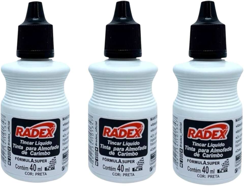 3 Tinta Para Carimbo Alto Rendimento Escolar Escritório 40ml