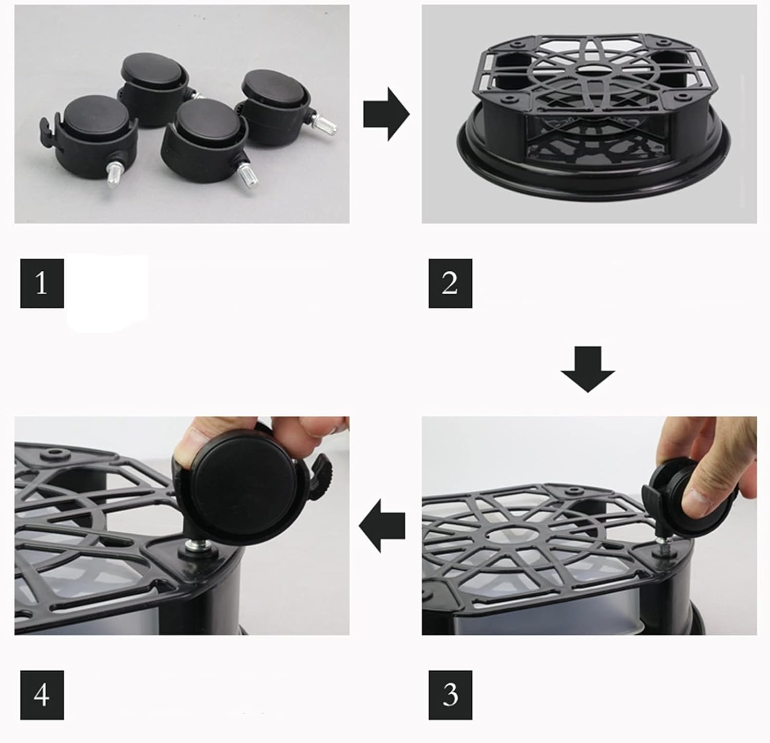 Wooden Vase Base Round Planter Caddies Drawer Type Movable Flower Pots Thickened Swivel Trays Plastic Flower Pot Base with Wheels with Brakes Wooden Vase Stand (Color : B, Size : 24cm)