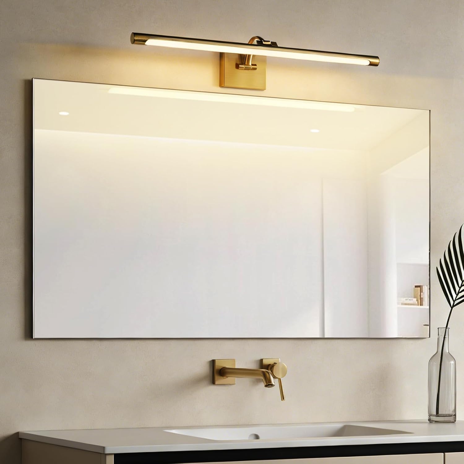 Gold LED Picture Lights for Paintings, 110V AC Modern Bathroom Vanity Light 23.6 Inch 14W Adjustable Art Light Gallery Wall Light for Display, Wall, Artwork, Gallery (NO Battery)