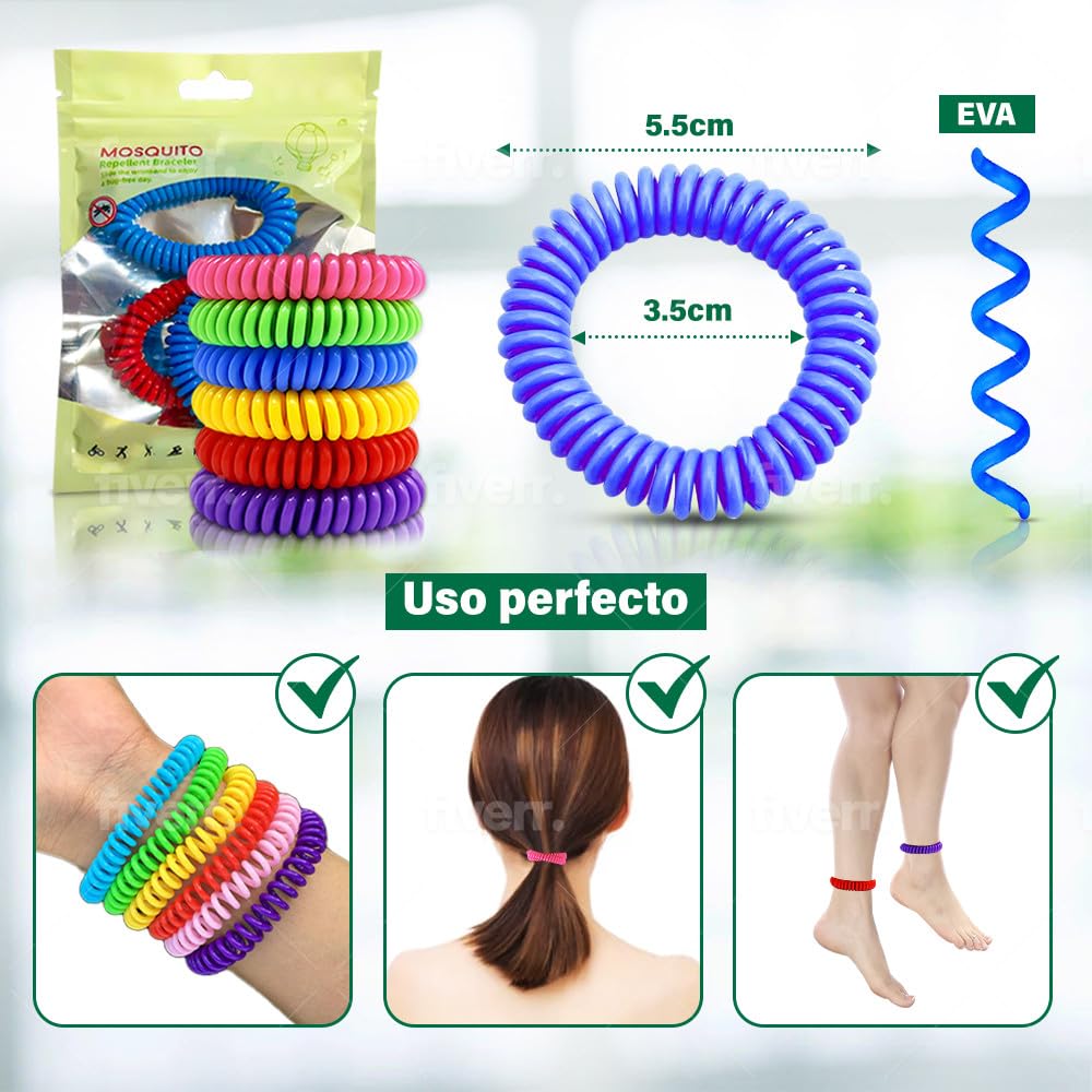 Pulseras Anti Mosquitos Multicolor Elastica con Citronela, Brazalete Repelente de Mosquitos e Insectos, Proteccion Exterior Interior, Larga Duracion, para Niños y Adultos (1, Amarillo)