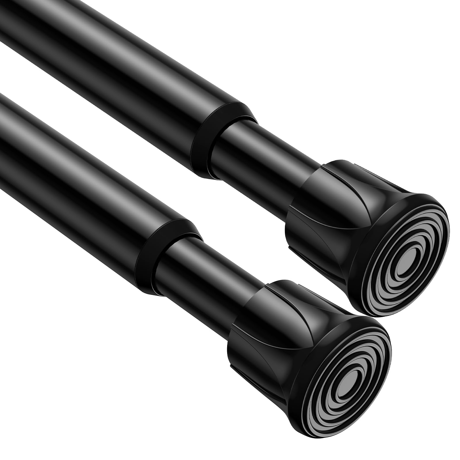 AIZESI Spring Tension Curtain Rods Short Tension Rod (Black,28" to 48"-2Pcs)