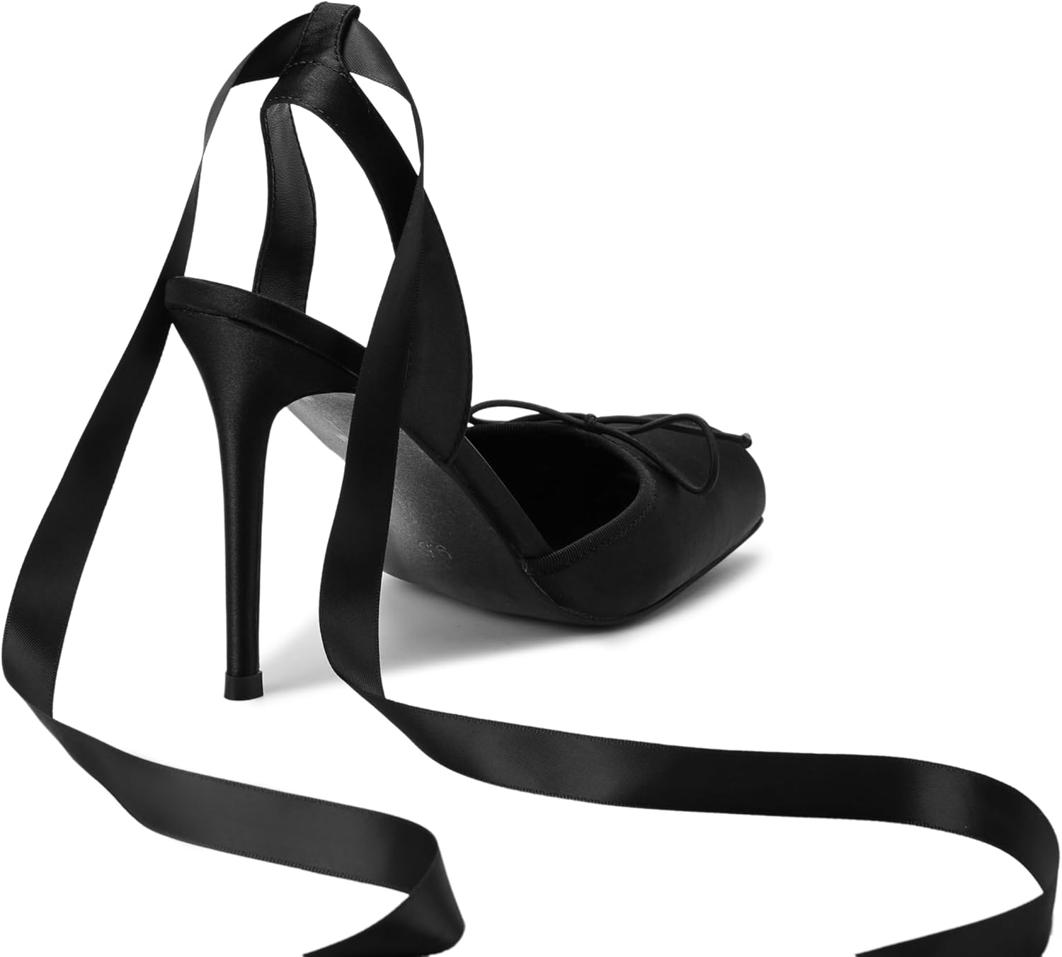 Vertundy Women's Satin Ballet Heels Lace Up Square Toe Stiletto High Bow Ballerina Heels - Image 5
