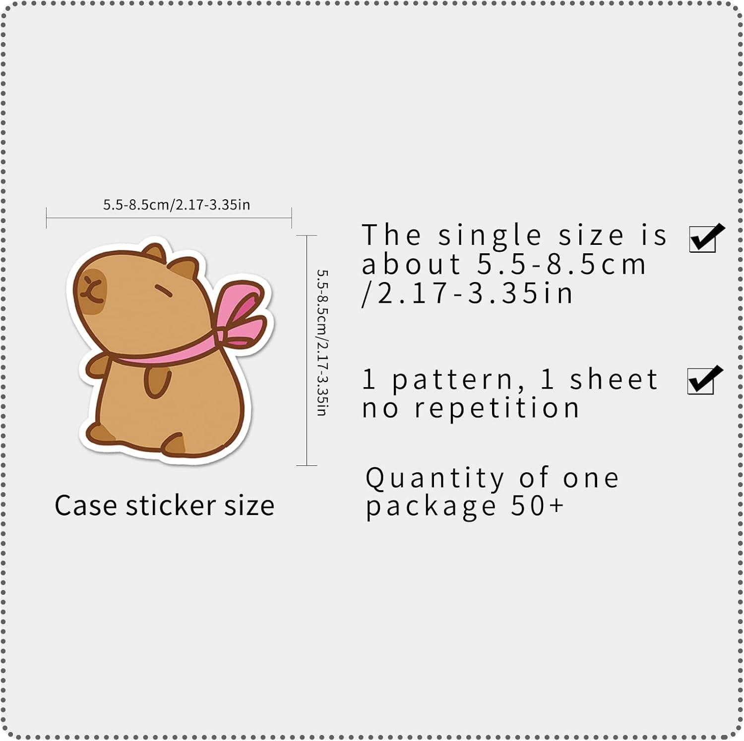 Kawaii Capybara Stickers 50pcs, Vinyl Waterproof Animal Stickers, Cute Cartoon Animal Sticker Cute Aesthetics Stickers Pack Vinyl for Laptop, Water Bottle, Skateboard, Scrapbooking, Party Favors