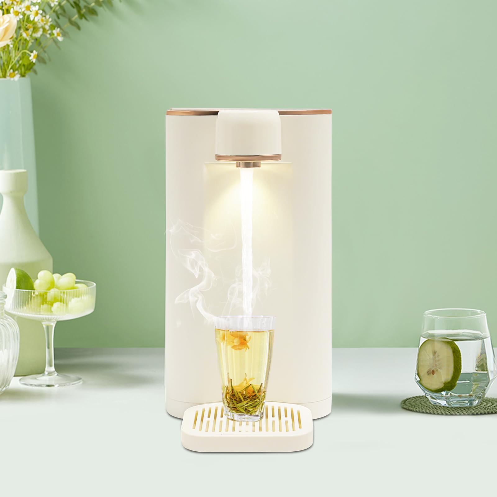Scaldacqua istantanea da 3 litri, erogatore di acqua calda, acqua calda in 3 secondi, 4 prescrizioni di temperatura, scaldabagno con luce notturna a LED e programma di pulizia, efficienza energetica