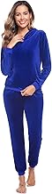 Totatuit Velvet Pajamas Set Women Long Casual V Neck Elvet Sweater and Bottom Casual Sleepwear Sets