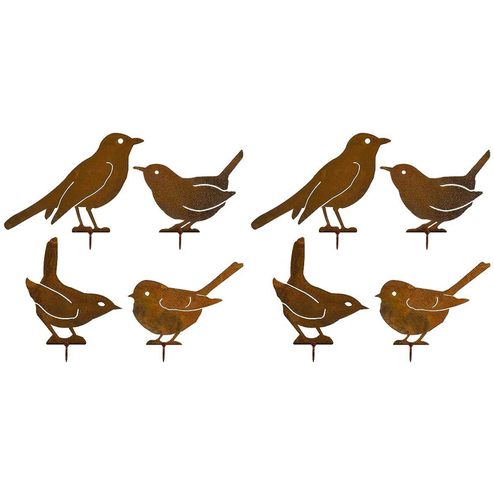 Vjsujehgy 8X Rusty Metal Bird Wrought Iron Bird Waterproof Metal Bird Statue Outdoor Park Art Gardening Decorations