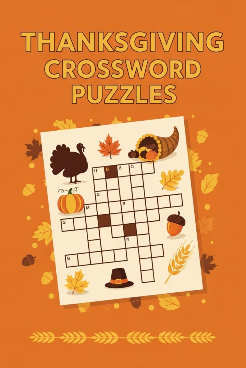 Thanksgiving Crossword Puzzles: 60 Fun Thanksgiving-Themed Crossword Puzzles for Adults — Large Print — With Solutions