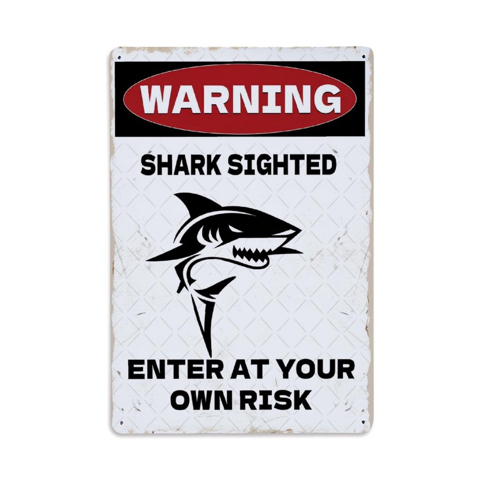 Jdyaojiesheng Vintage Warning Shark Sighted Enter At Your Own Risk Tin Sign Retro Metal Wall Decor Metal Poster, Home Bar Garage Farmhouse Cafe Wall Art Decoration 8X12inches