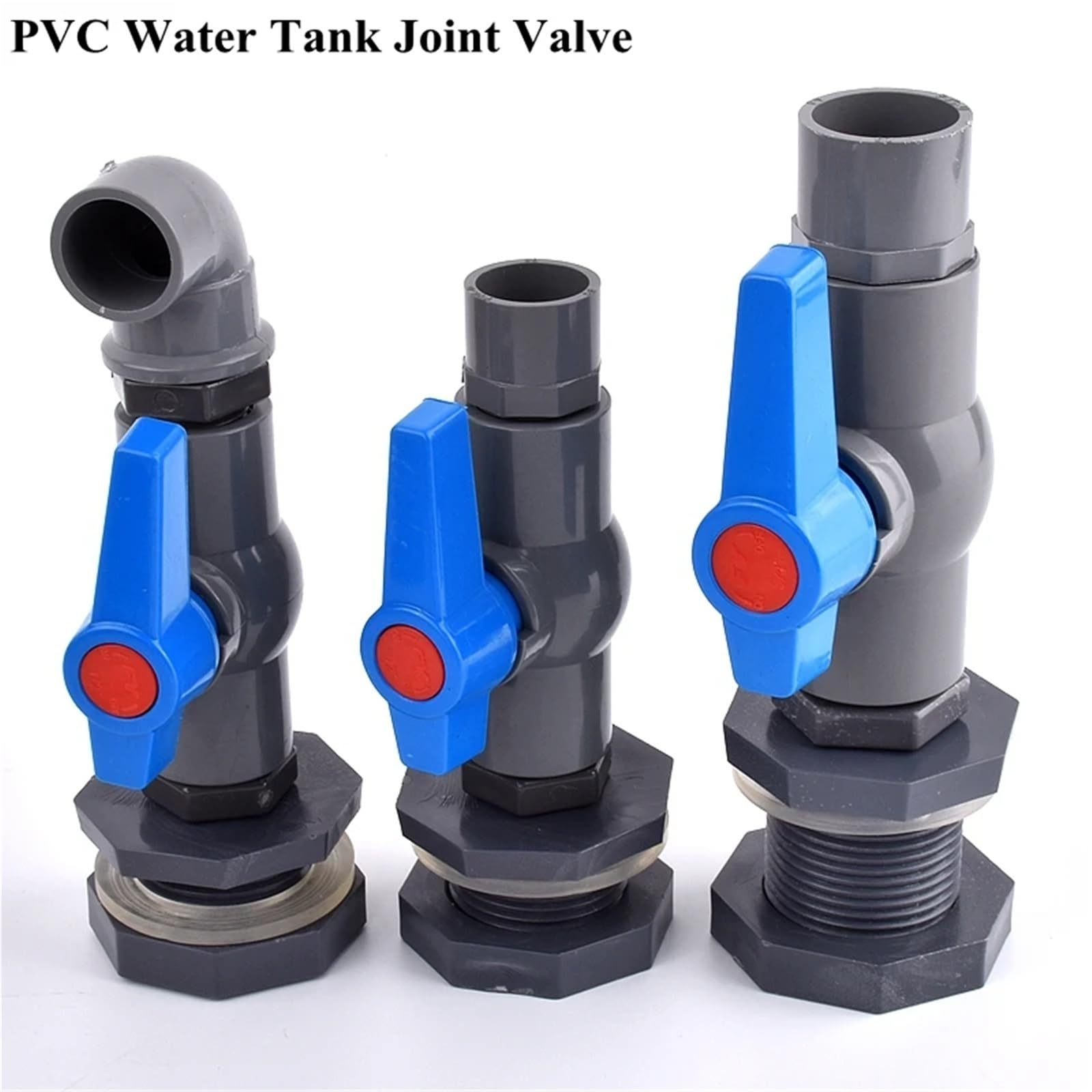 Conector de PVC for acuario, tanque peces, entrada agua, tubería drenaje, válvula unión, accesorios mamparo riego, 1/2", 3/4" y 1"(1l2 Inch Straight,3Pcs)