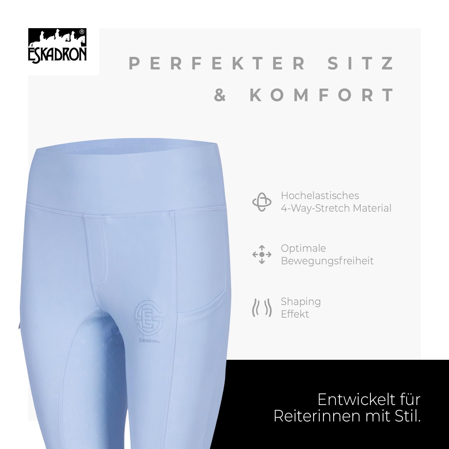 Eskadron Reithose Riding Tight PRO | Reithose Fullgrip | Sommerreithose leicht & atmungsaktiv | Reitleggings mit Handytaschen | Widerstandsfähige Reiterhose