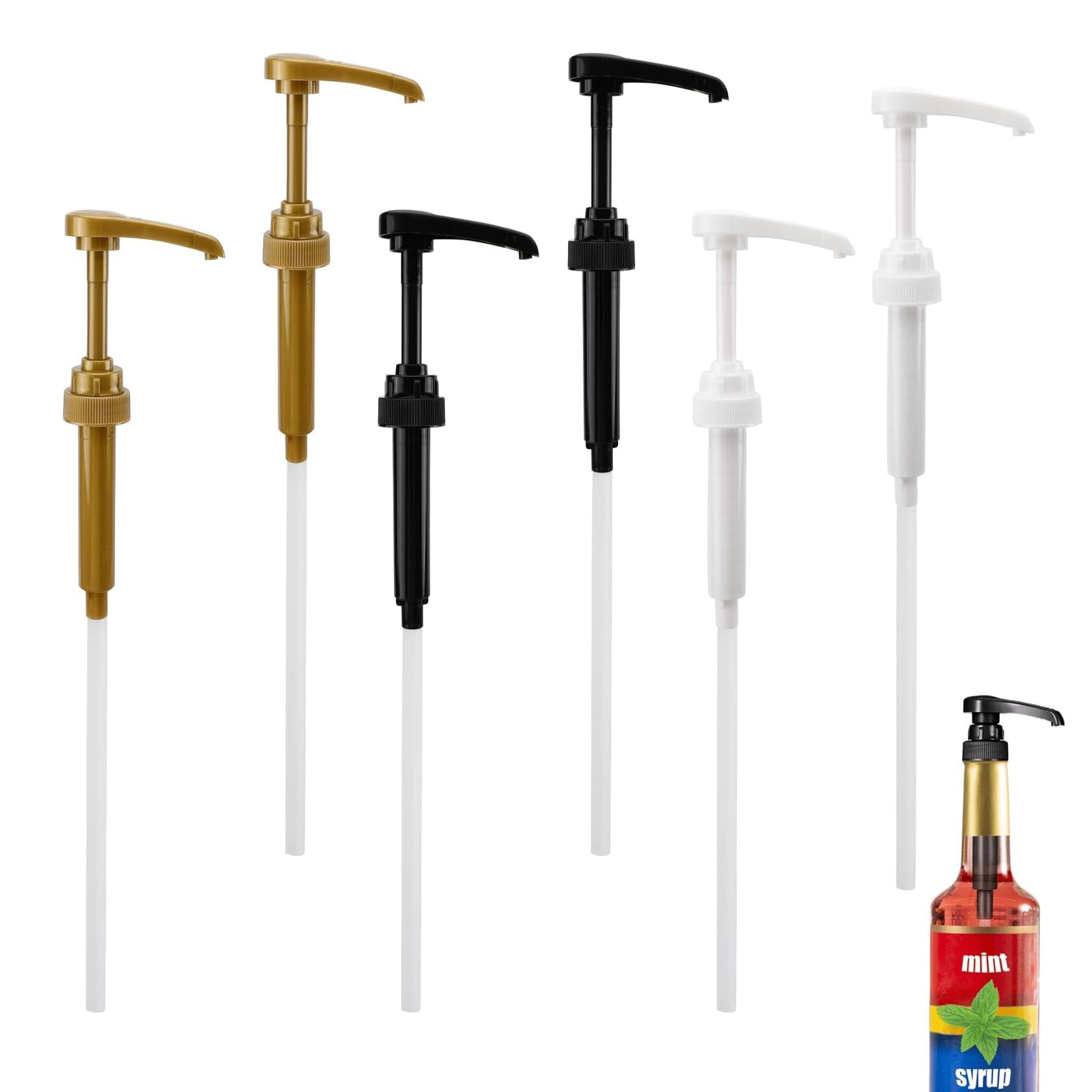 6 Pcs Coffee Syrup Pump Fits 750ml Torani, Davinci, Jordans Glass Coffee Syrup Dispenser Coffee Accessories Push Pump Head Long Mouth Jam 28 Tooth Pump Head (B0CLH62537) Amazon Price History, Amazon Price Tracker