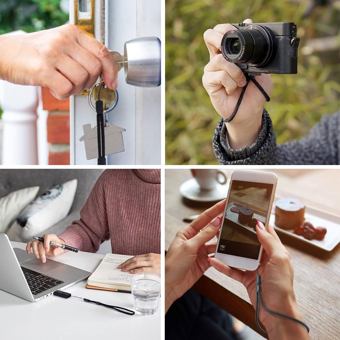 10 Dragonnes Réglables En Nylon Noir – Pour Téléphone, Appareil Photo, Clés, Lampe De Poche – Longueur 21 Cm - 8