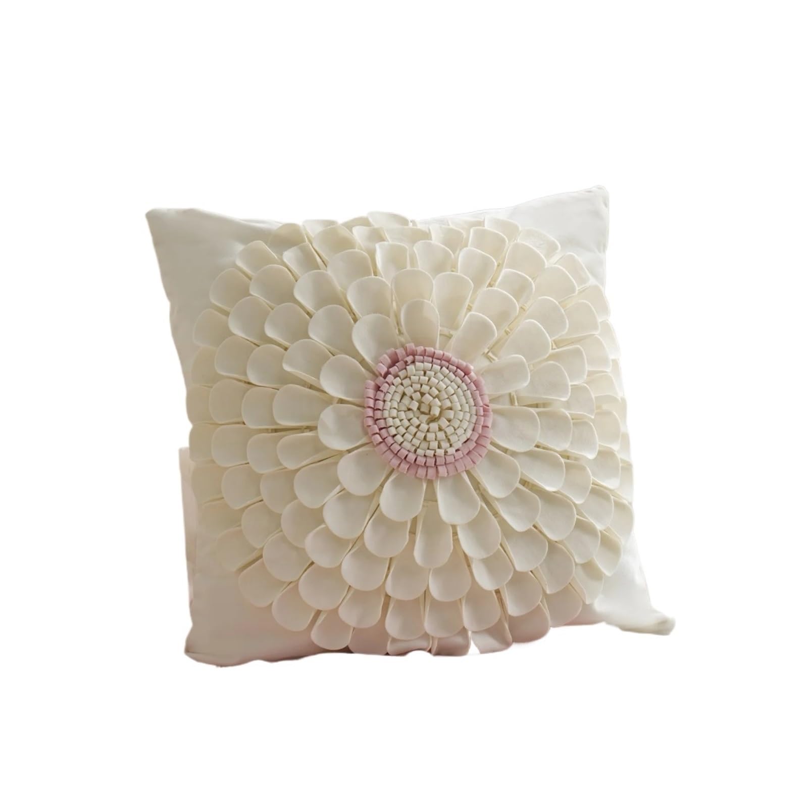 LCKKJHG 3D Flower Pillow Covers Handmade Velvet Petals Home Decor Yellow Beige Cushion Cover Sofa Pillowcase 45x45cm(C-45X45CM)