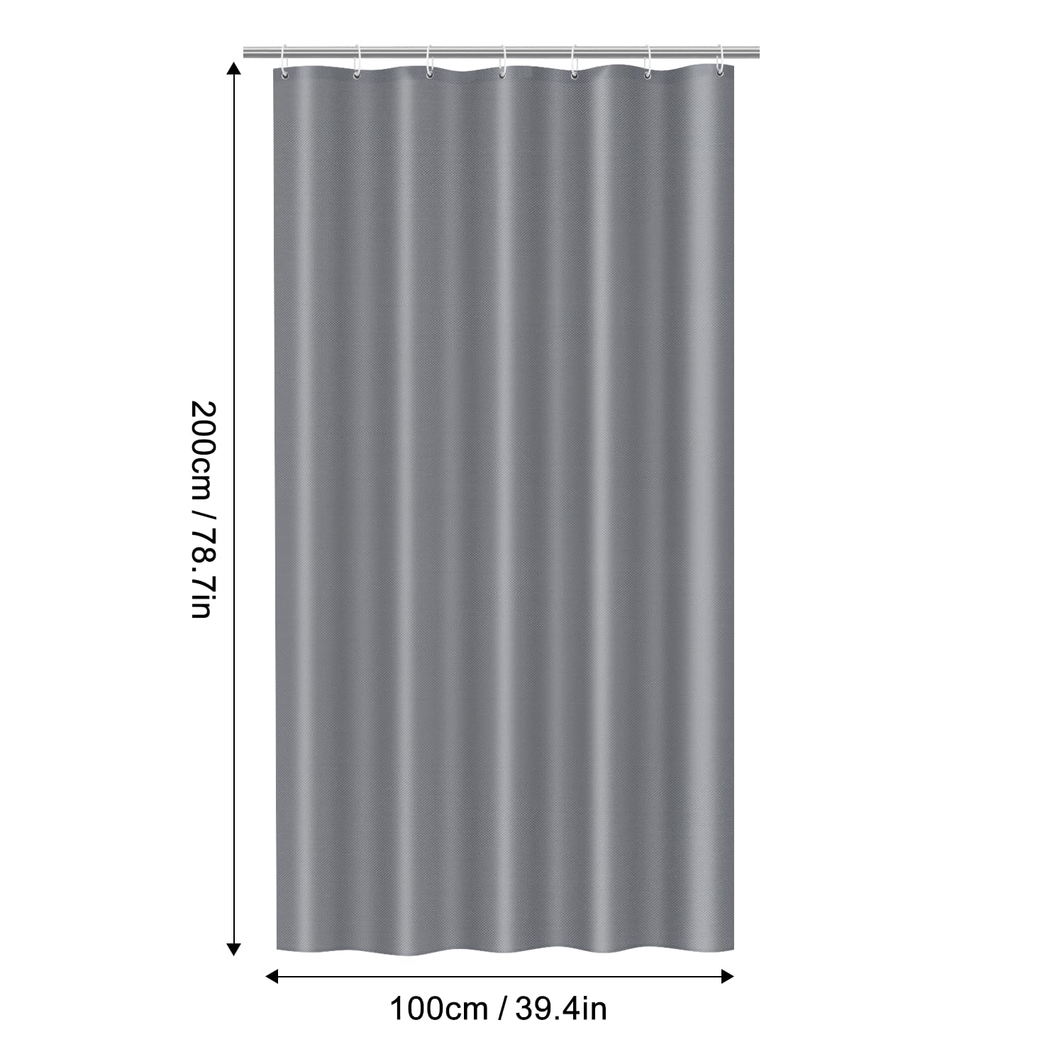 100x200 zasłona do wanny z poliestru, zasłona prysznicowa antypleśniowa do łazienki, zasłona do wanny i prysznica z tkaniny, wodoodporna, nadaje się do prania, zasłona prysznicowa z 7 hakami