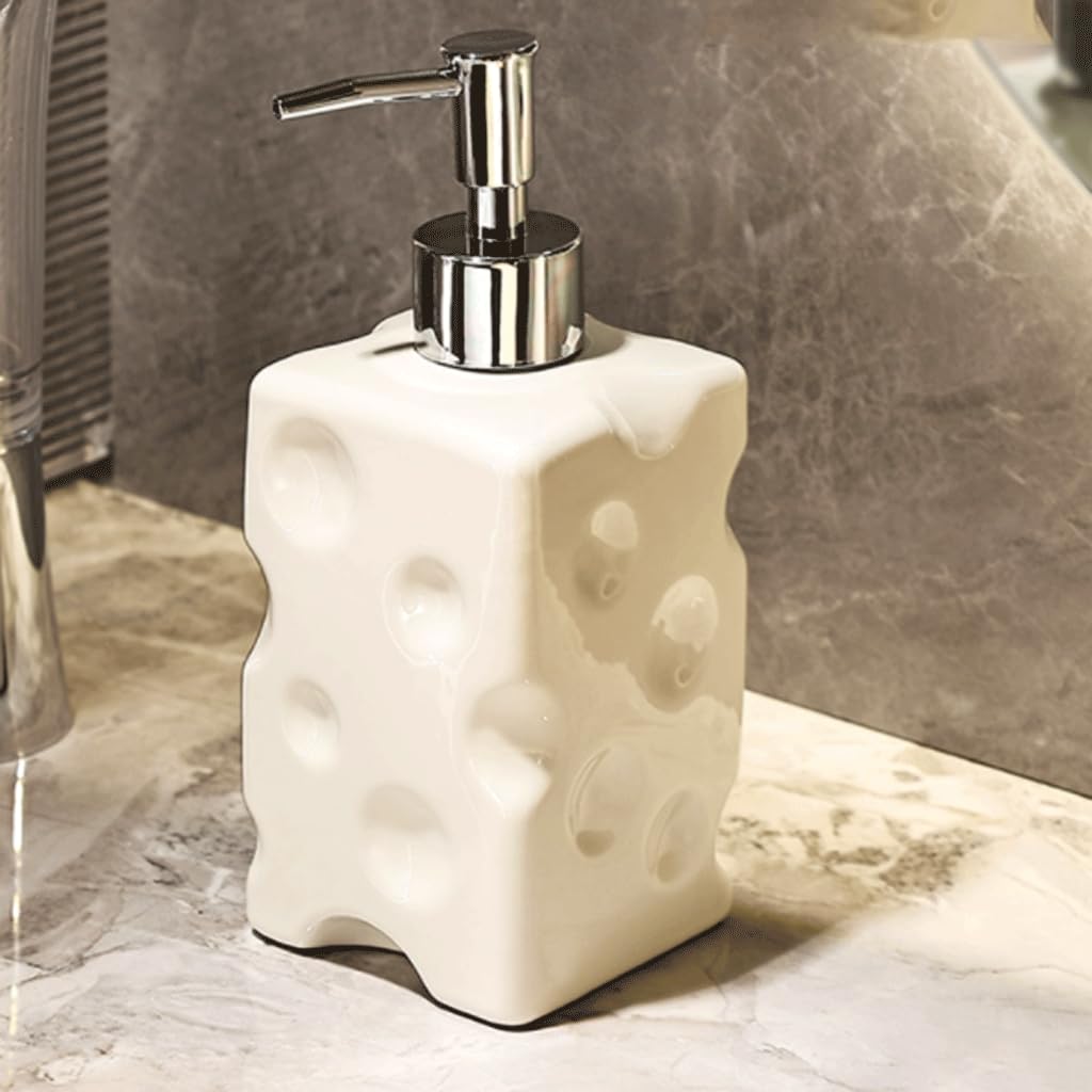 Bellissimo Dispenser di Sapone Manuale a Spinta, Bottiglia di Sapone per lozione, Contenitore in Ceramica, Contenitore Riutilizzabile per Bottiglia di Sapone Liquido da appoggio Pratico
