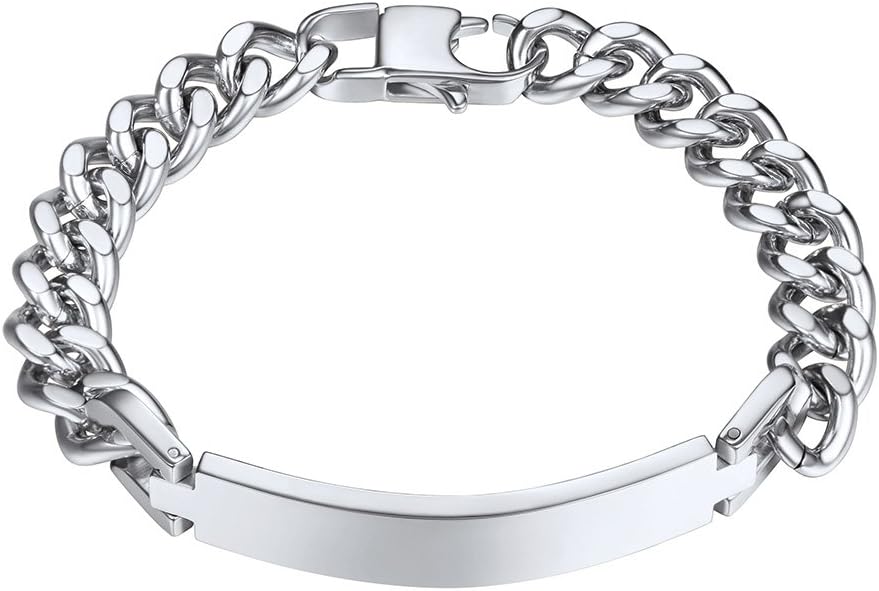 PROSTEEL Personalized Engraved Bracelet for Men Women - Custom Name Date Initial Quote Stainless Steel ID Bracelet 7.5-9" with Box