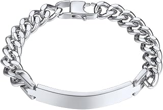 PROSTEEL Personalized Engraved Bracelet for Men Women - Custom Name Date Initial Quote Stainless Steel ID Bracelet 7.5-9" with Box