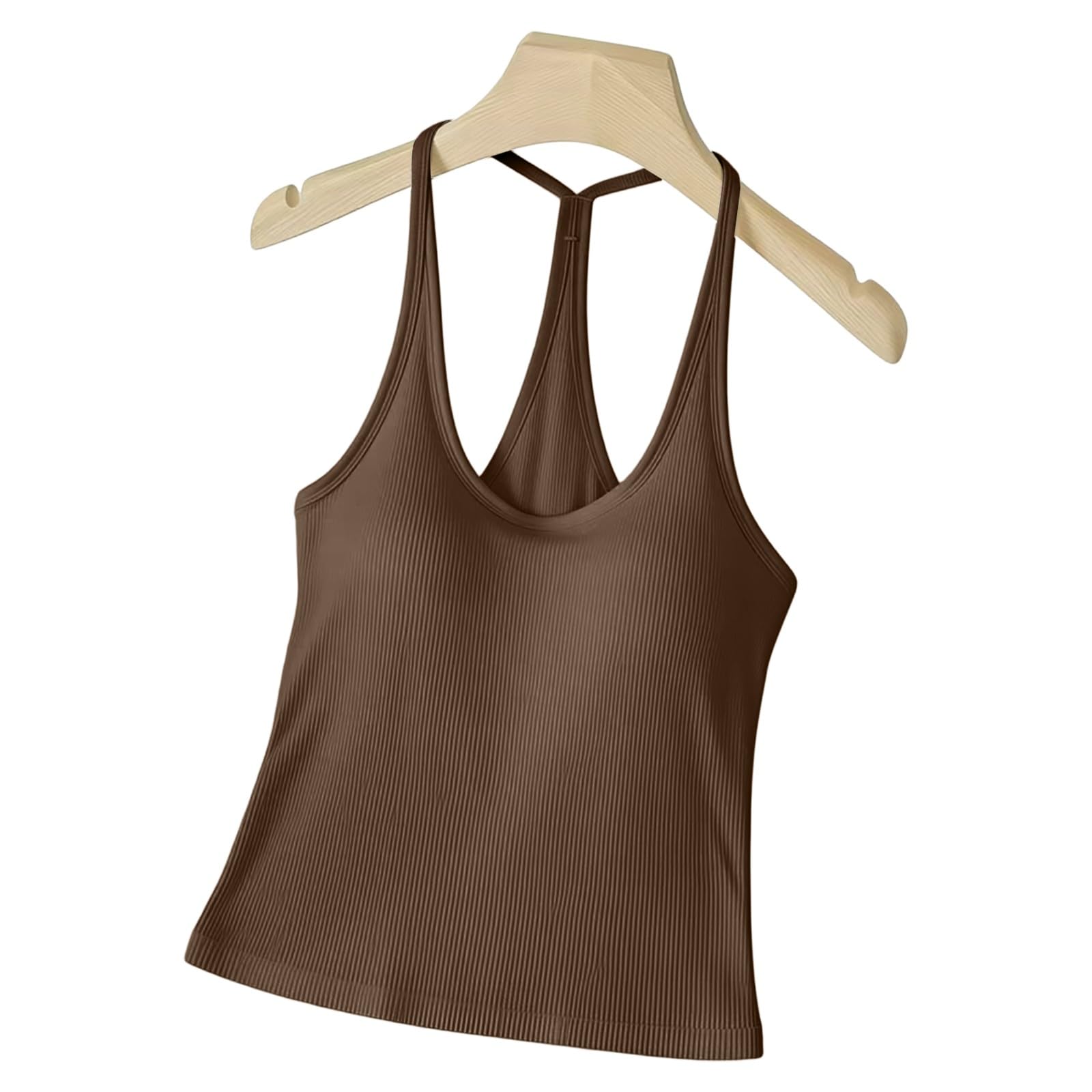 Canotta da donna con reggiseno integrato, basica, da yoga, imbottita, con reggiseno integrato, canottiera da allenamento, per il tempo libero, top senza spalline