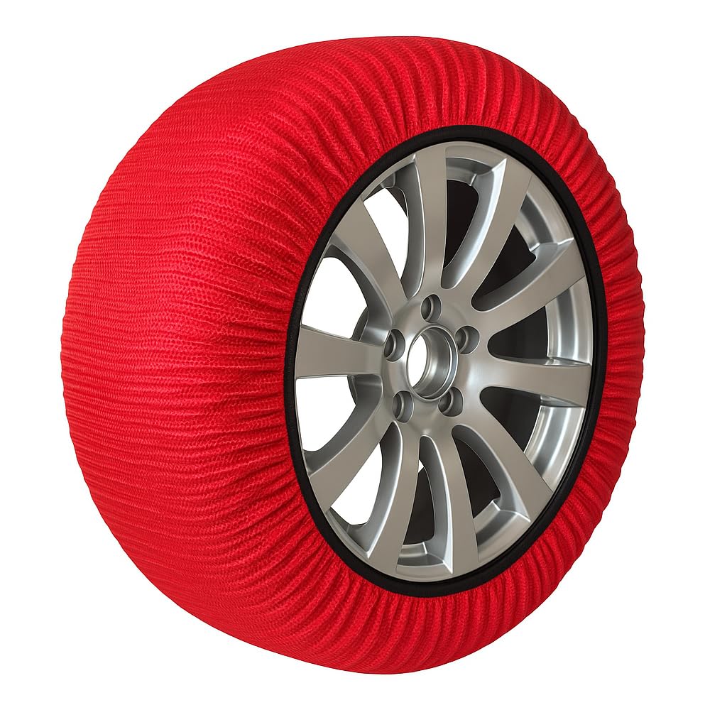 Coppia Calze da Neve Auto Omologate EN 16662-1 Pneumatici 185/65R15 - Compatibili con PEUGEOT 208 DAL 2012 IN POI - Catene in Tessuto Antislittamento Antiscivolo