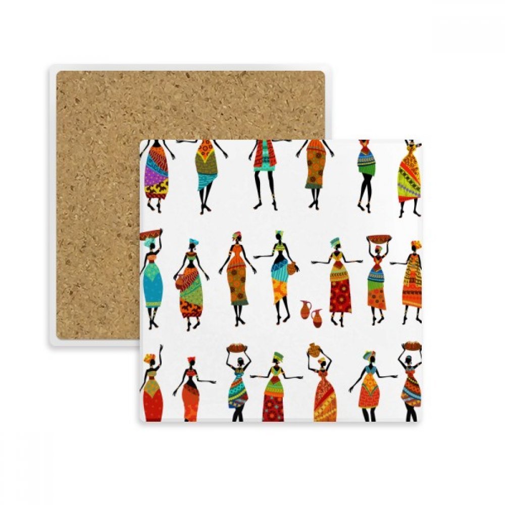 Porte-tasse en pierre absorbante motif robes d'Afrique, idée cadeau originale pour la maison