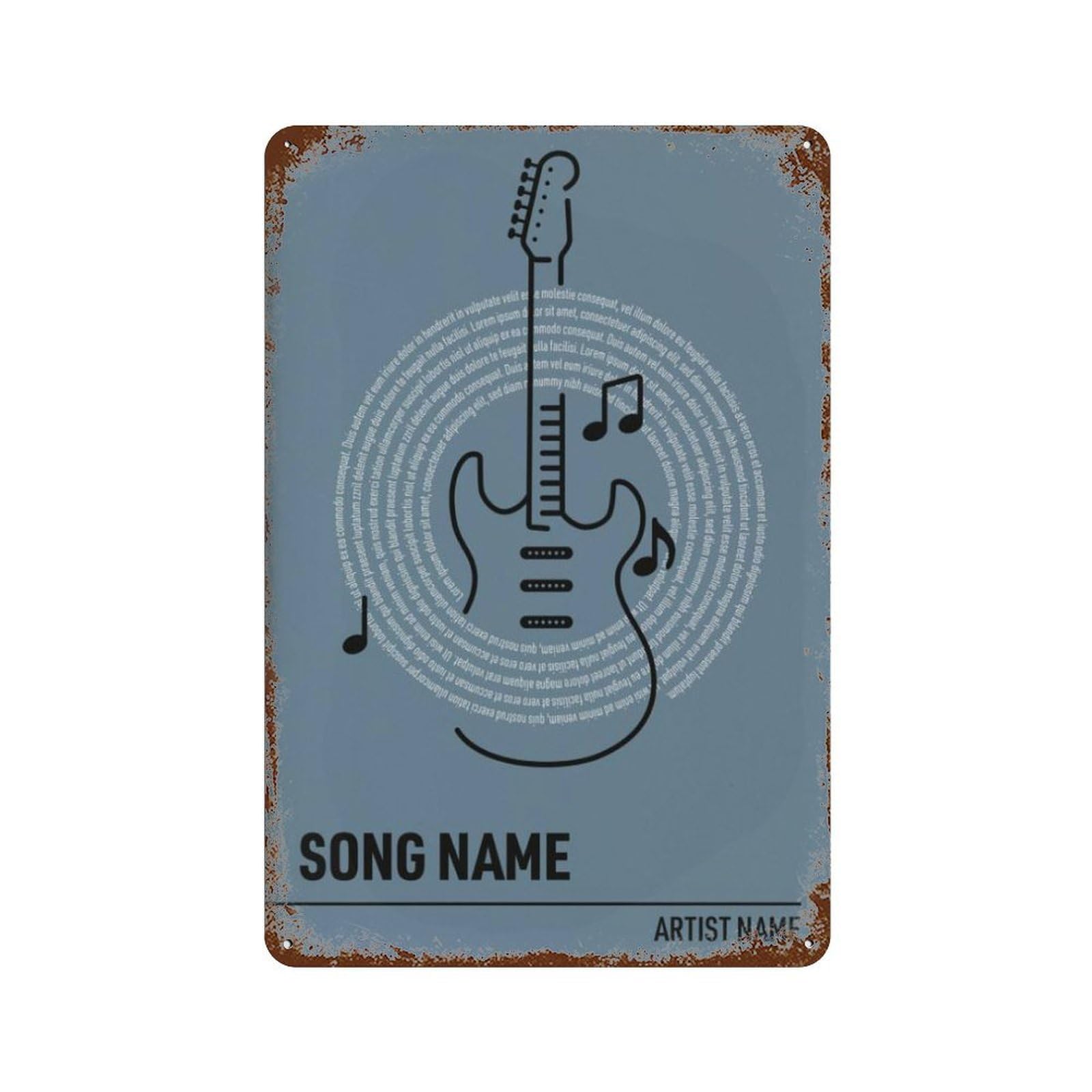 xiaoxiaoshen Custom Guitar Song Lyrics Personalized Music Gift Wall Decor Art Metal Tin Poster Modern Home Decor Art Home Bar Shop Decorations Vintage Sign 30x20cm