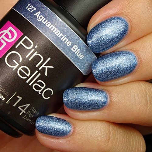 Pink Gellac #127 Aquamarine Blue Metal Soak-Off UV / LED Gel Polish (15ml / 0.5 fl oz)