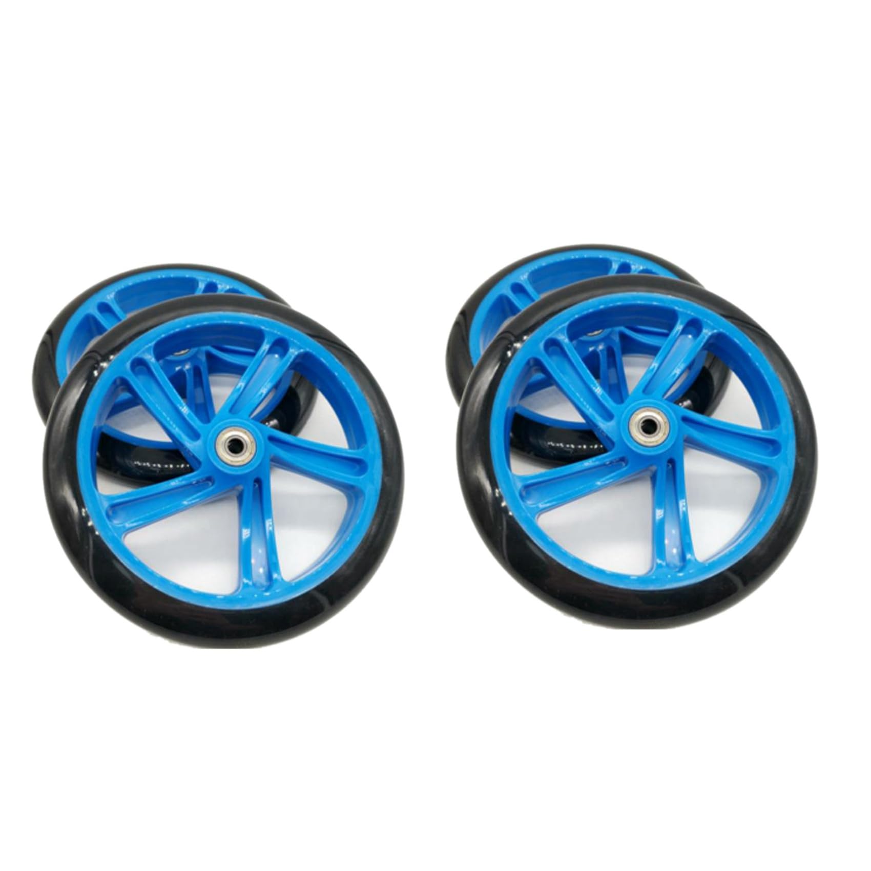 4 Pièces Roue de Scooter 200 mm Matériau PU ÉPaisseur de la Roue 30 mm ABEC-7 Roulement Accessoires de Scooter, Bleu