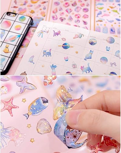 Miniatura 5 de TXIN 5 hojas de calcomanías 3D para calendario, álbum de recortes, planificador de diario, calcomanías para niñas, enviadas de 3 a 5 estilos al azar