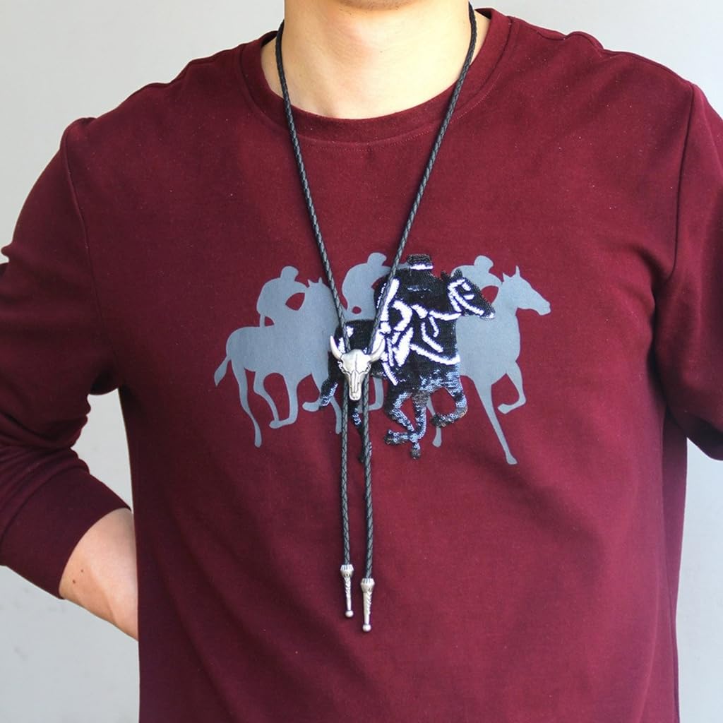 Cravatte da Cowboy, Fibbia Testa di Bue Rilievo da 2 Pezzi for Uomo, Donna, Sposo