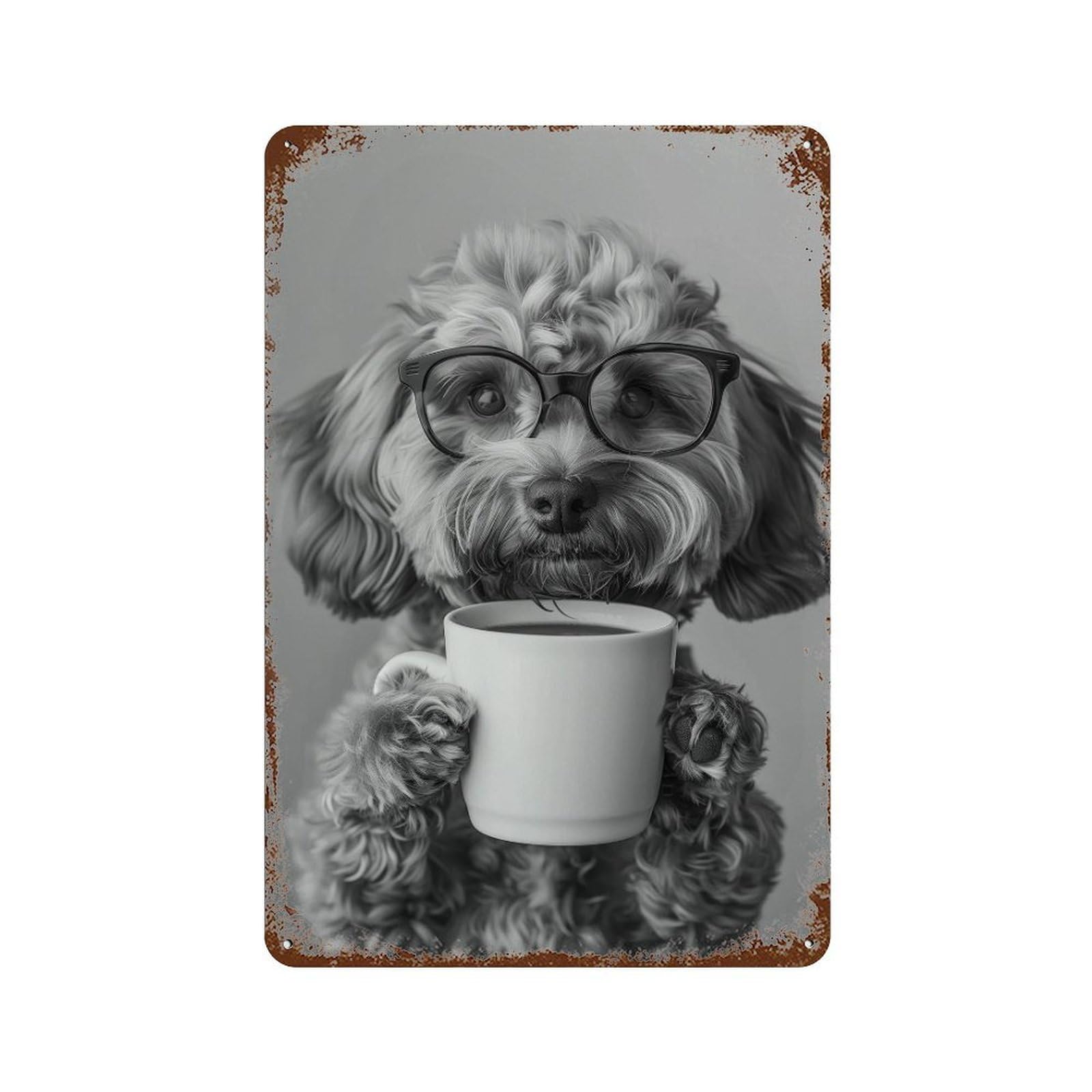 xiaoxiaoshen Cavapoo Coffee Print Wall Decor Art Metal Tin Poster Modern Home Decor Art Home Bar Shop Decorations Vintage Sign 30x20cm