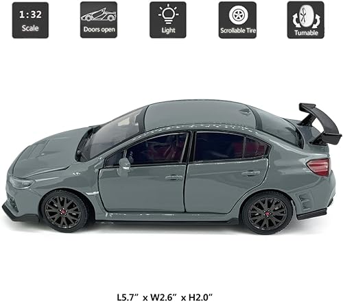 Miniatura 2 de 2016 Impreza WRX STI Modelo de coche fundido a troquel escala 132 Metal Toy Cars Racing Sports Sedan vehículo de juguete con luz, 4 puertas abiertas