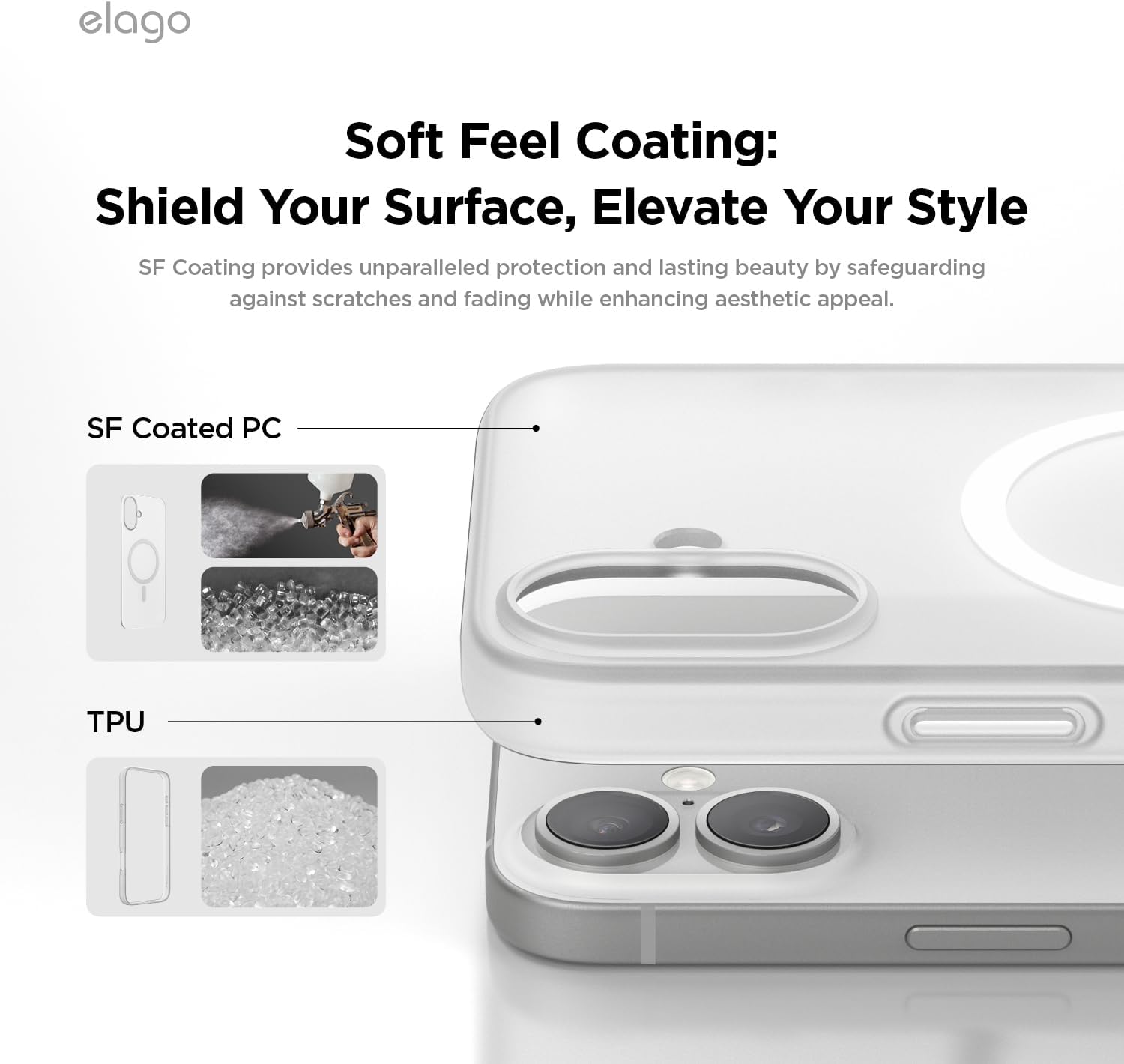 elago Magnetic Hybrid Clear Case Compatible with iPhone 16 Case Cover 6.1" - Compatible with MagSafe, PC + TPU Hybrid Technology, Shockproof Bumper, Raised Camera Protection (Matt Clear) - Image 4