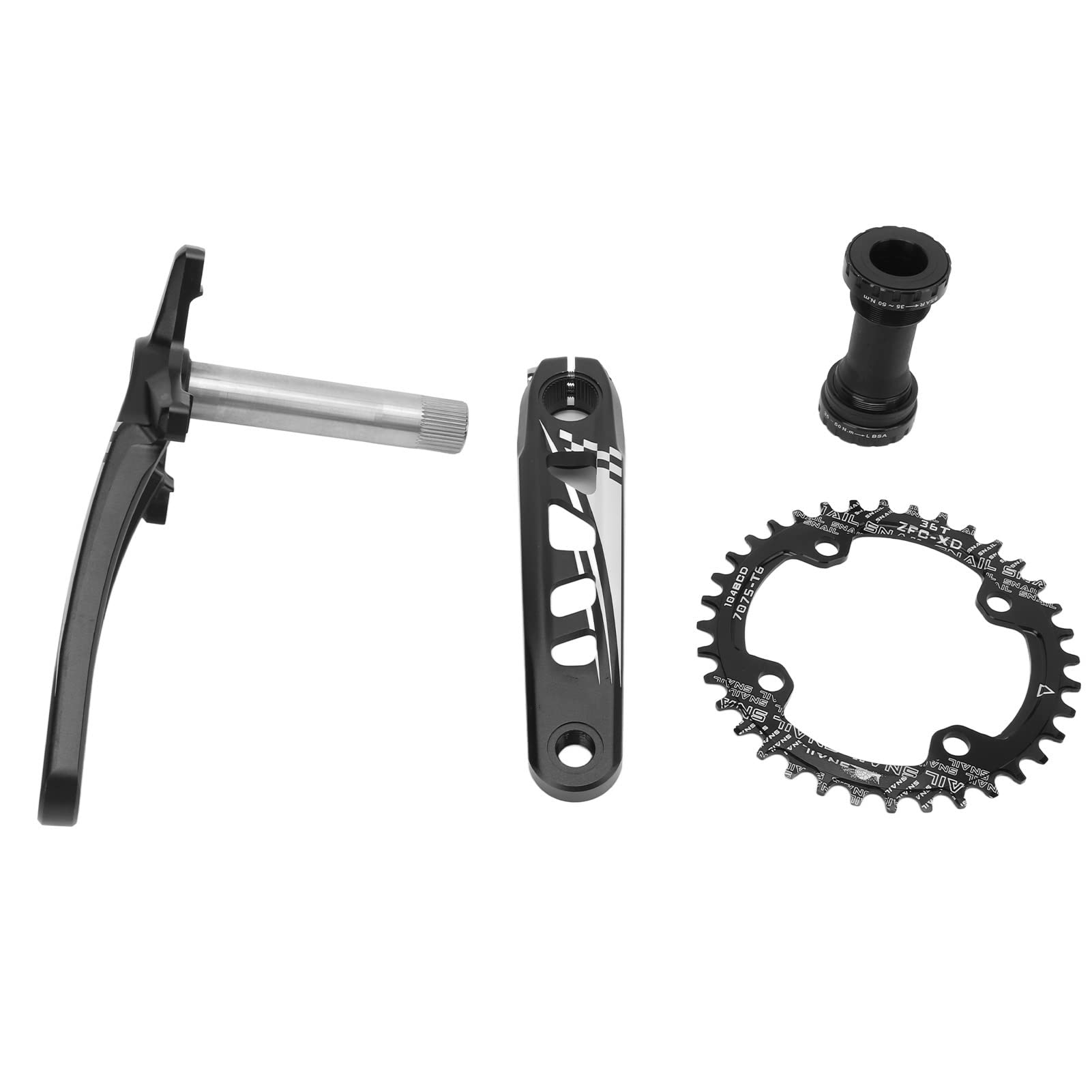 VGEBY Mechanizm Korbowy Rowerowy Ze Stopu Aluminium, Pusta, Zintegrowana Korba 36T, Pojedyncza Tarcza, do Rowerów Górskich 8 9 10 11 12-biegowych Rowerzystów z Zestawem Ramion Wału Centralnego
