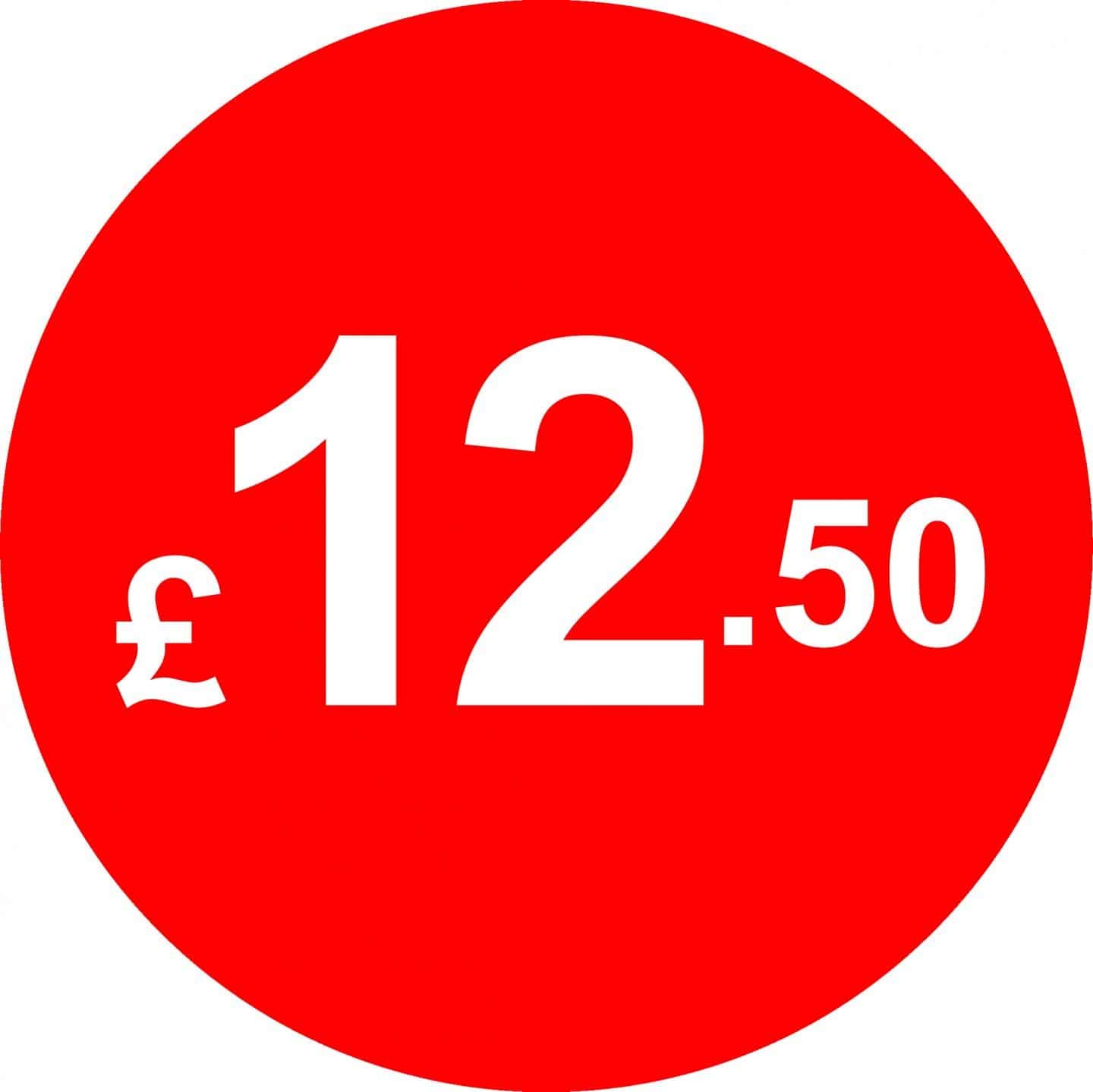 £ Red Price Stickers - 45mm, £12.50, 500 — image 1
