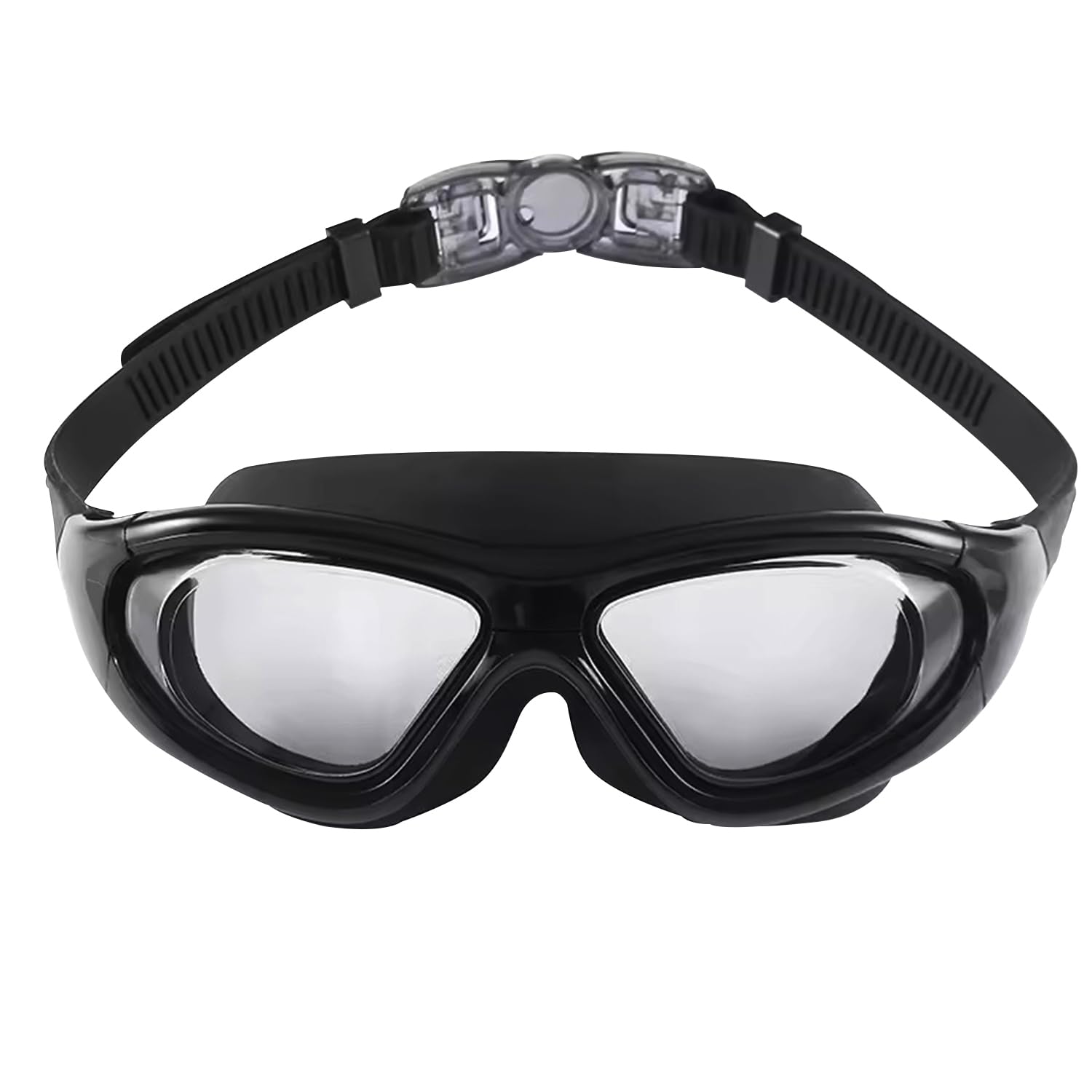 Big Frame Competition Swim Goggles with Protective Case|Pro Clear Lens |Wide-Vision Swimming Goggles with UV & Fog Resistant | for Adult Men & Women (Black),Polypropylene (PP)