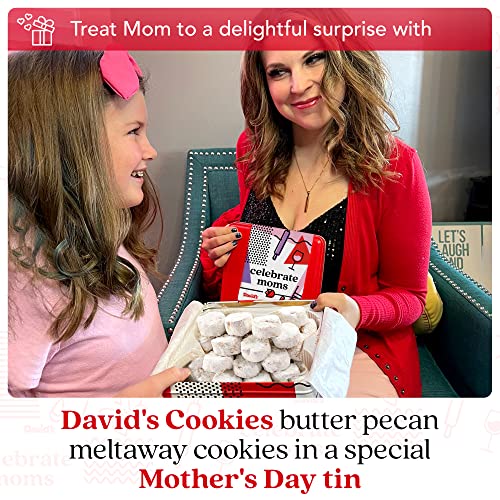 David’s Cookies Ideal Mother's Day Gift For Moms – Butter Pecan Meltaways Cookies With Crunchy Pecans And Powdered Sugar – Premium Fresh Ingredients – Comes In A Celebrate Moms Tin Box 1Lb #TOP3