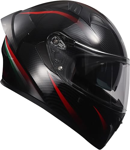 Miniatura 2 de KYPARA Casco de motocicleta de cara completa con visera interna tintada y aprobado por DOT para ciclomotor, ATV, Cruiser Scooter (rojo brillante, XL)