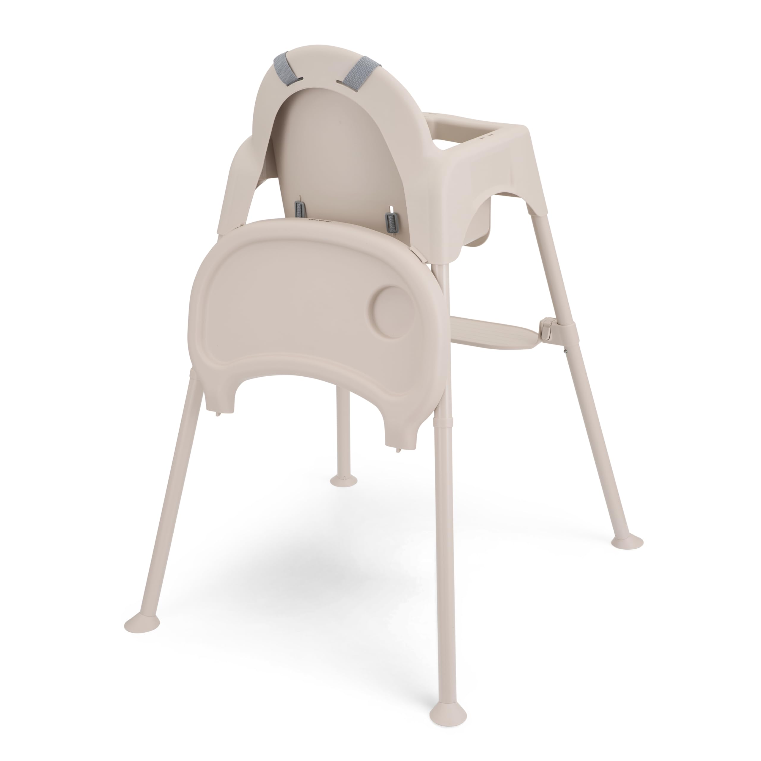 Seggiolone Pappa OATY 2 in 1, Seggiolone Evolutivo 6 Mesi-3 Anni | Gambe Antiscivolo, Doppio Vassoio e Portabicchiere, Cintura a 5 Punti, Senza Attrezzi, Beige