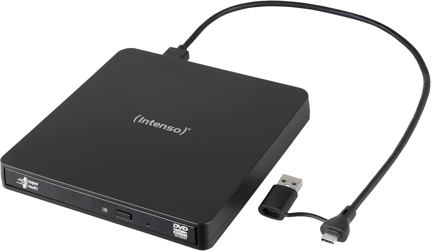 Intenso EOD 400D Slim USB 3.2 External CD/DVD Drive Burner Writer for Laptop, Desktop PC, iMac, MacBook, Windows, MacOS, Includes Free Ashampoo Burning Studio Burning Software - Black